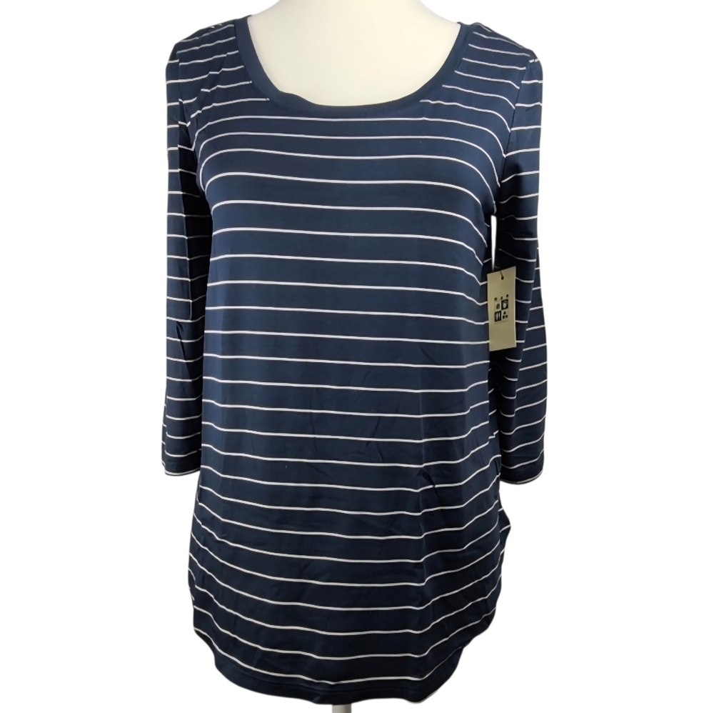 MAX Studio NWT Striped Nautical 3/4 Sleeve Relaxed Fit Shirt Women’s XS